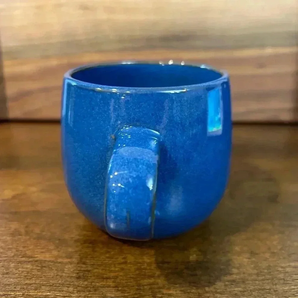 Crate and Barrel Blue Mug Coffee Tea Cup Aaron Probyn Lake 12 Oz Capacity in EUC
